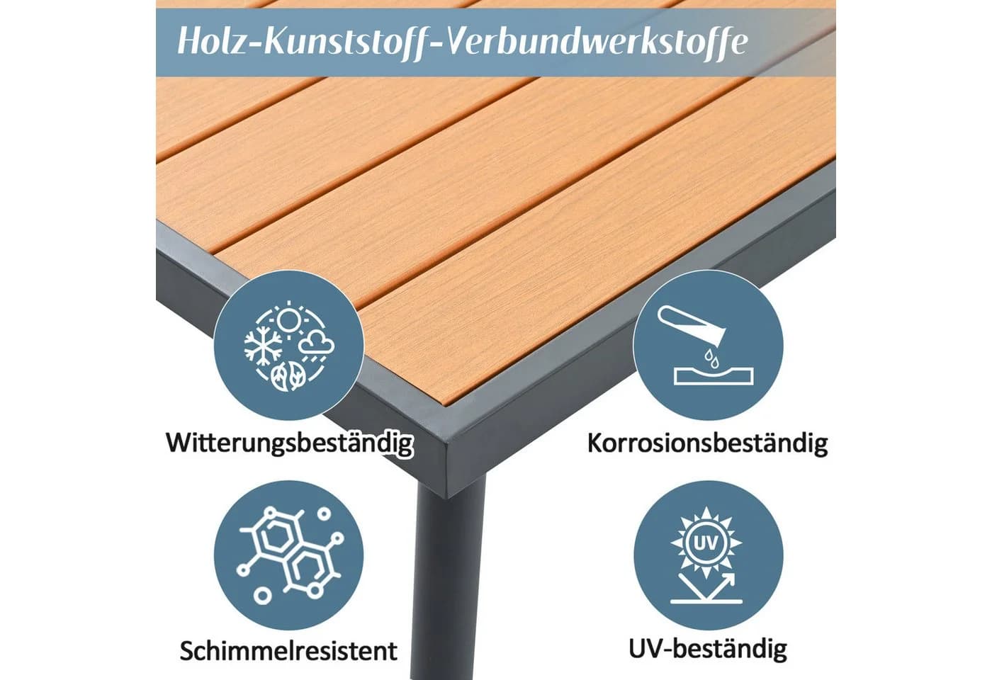 MODFU Gartenlounge-Set 3-tlg. Ecksofa + Esstisch Grau Stahl - Bild 4