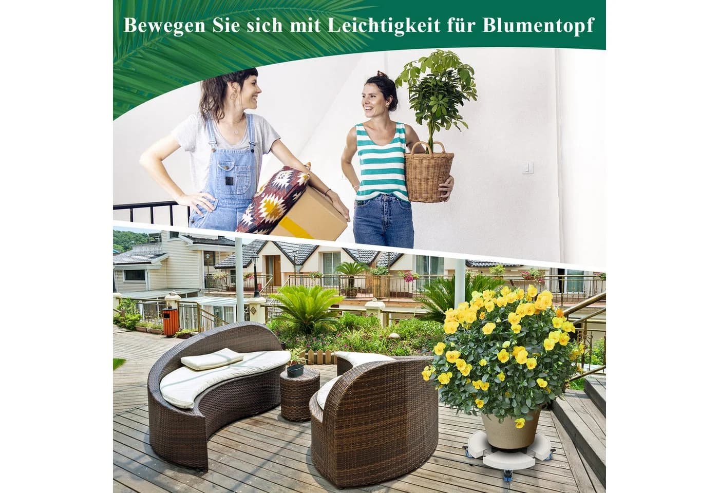 Clanmacy Pflanzenroller Blumenroller Blumentopfuntersetzer Weiß - Bild 4