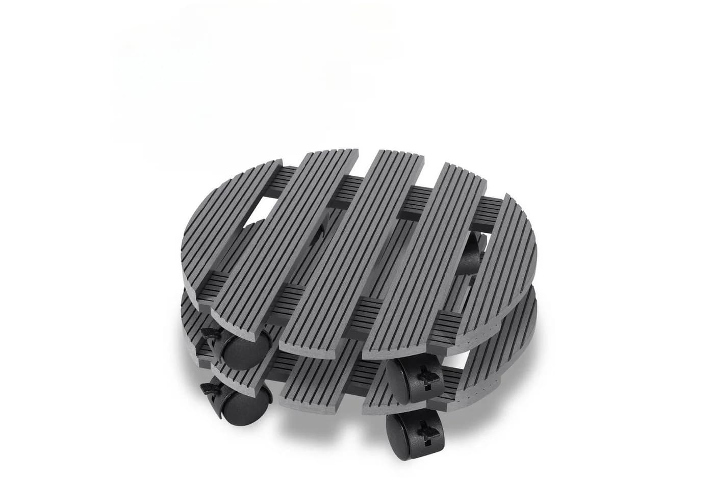 Clanmacy Pflanzenroller Grau 2x Rund WPC mit Rollen - Bild 2