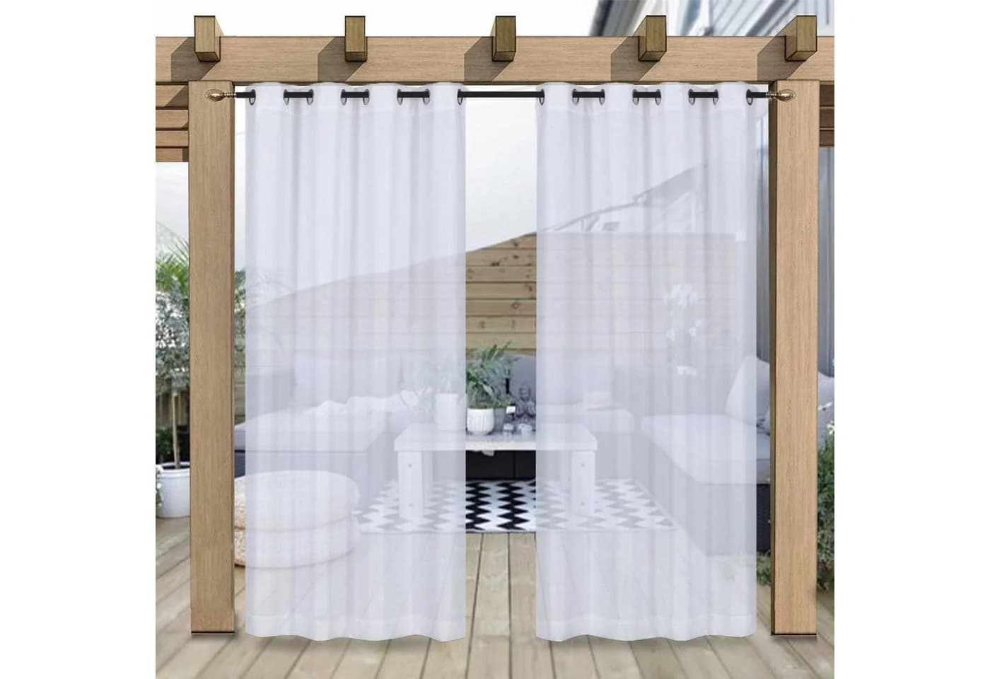 Sunicol Outdoorvorhang mit Ösen Transparent Sonnenschutz 4 St - Bild 2