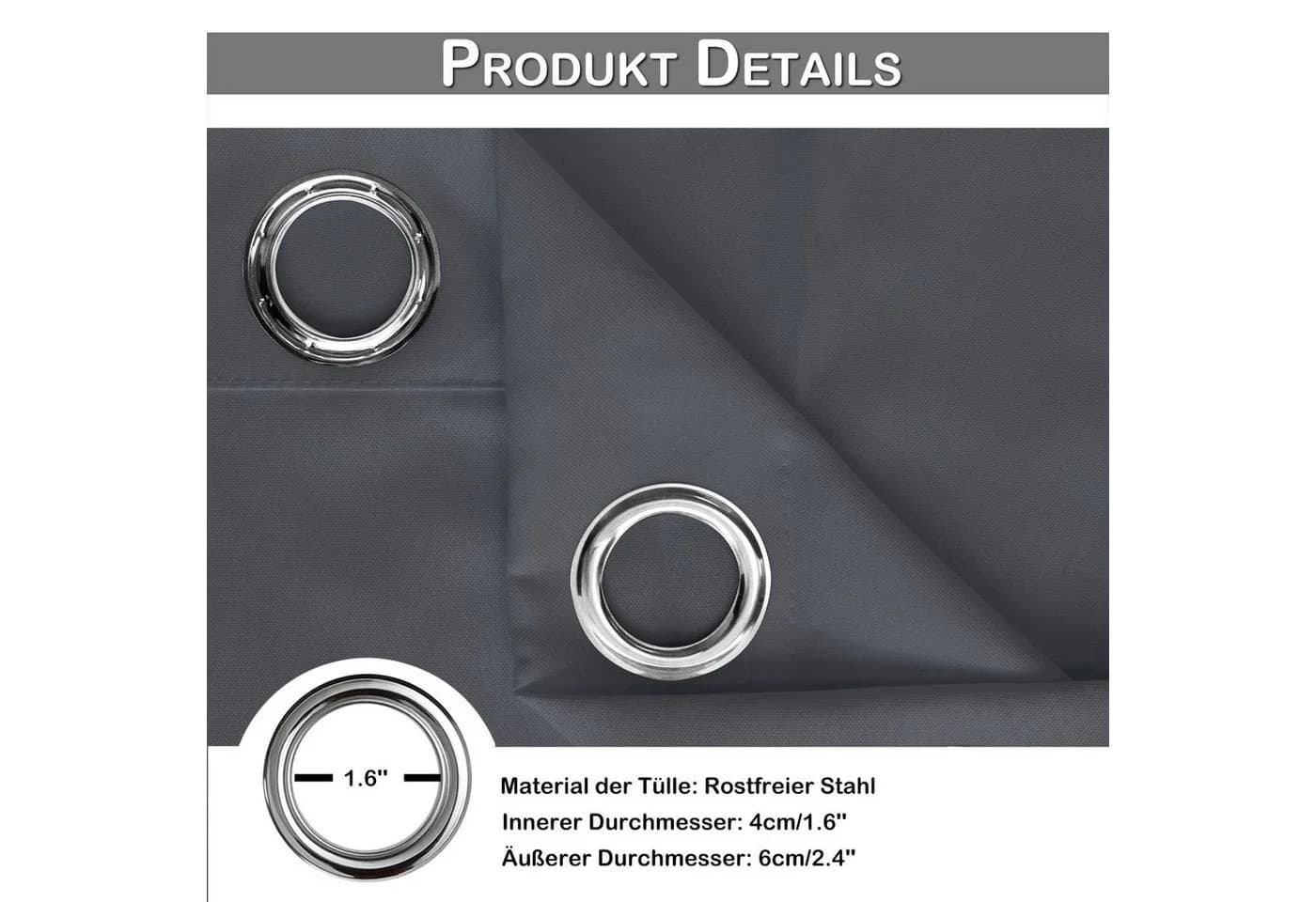 Jibenhome Outdoorvorhang Wetterfest mit Ösen, Sonnenschutz & Sichtschutz - Bild 5