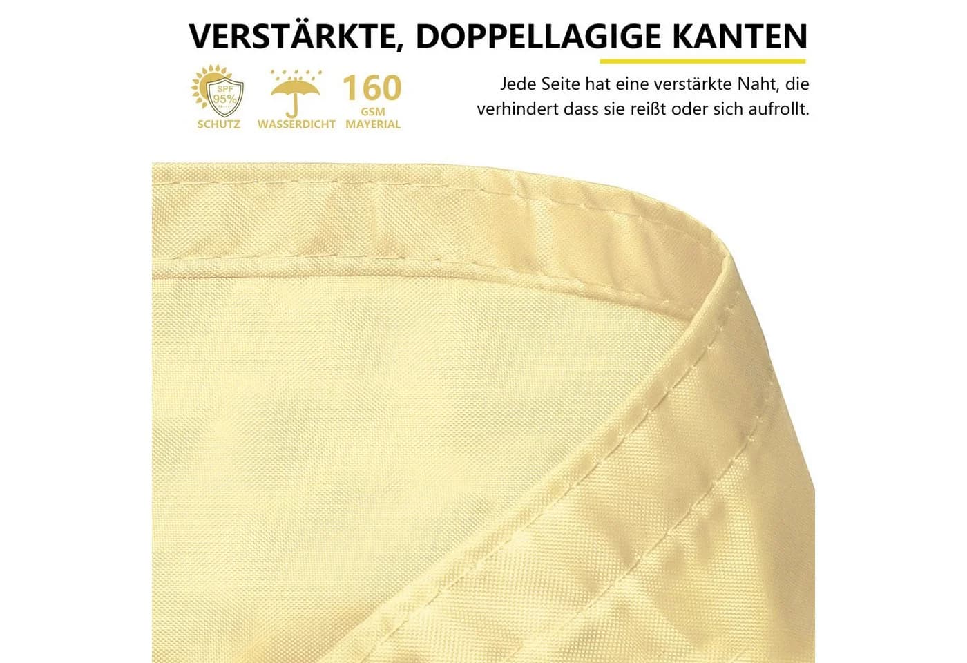 Jibenhome Sonnensegel Wasserdicht UV-Schutz Rechteckig Quadratisch - Bild 4