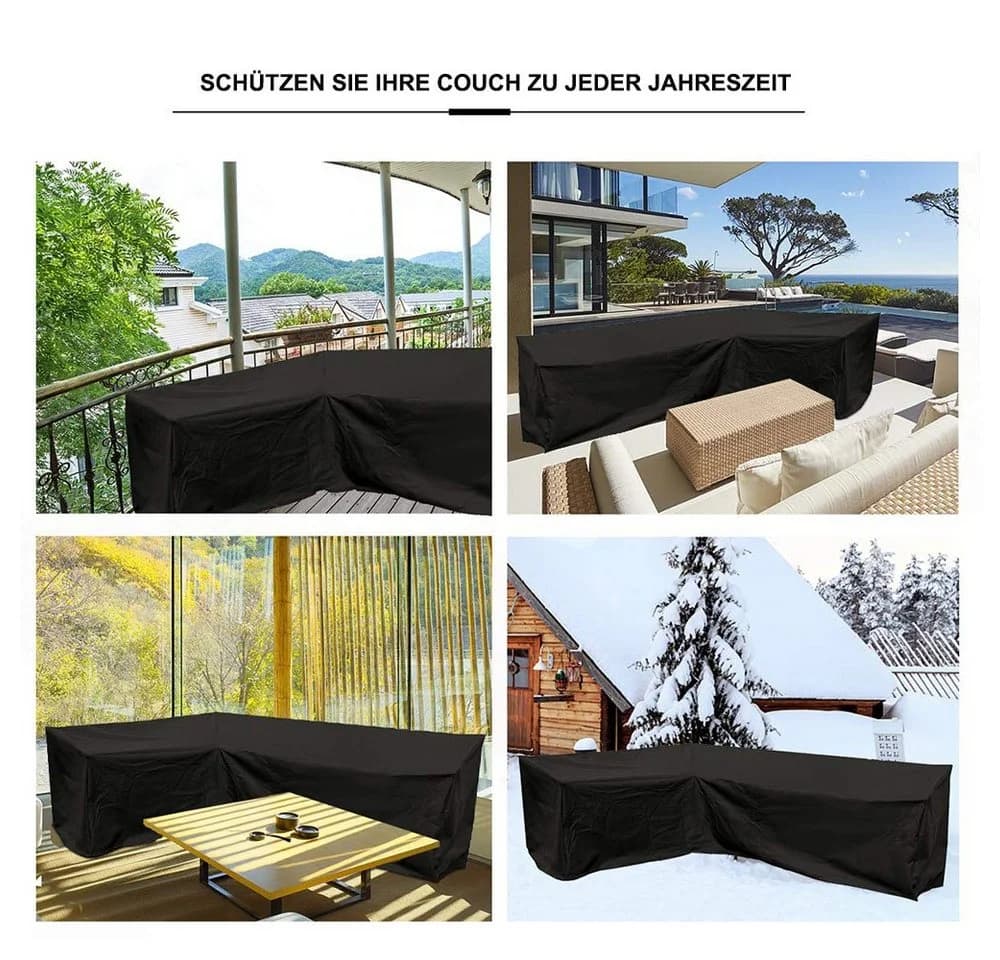 Rosnek Gartenmöbel-Schutzhülle L Form Schwarz Polyethylen