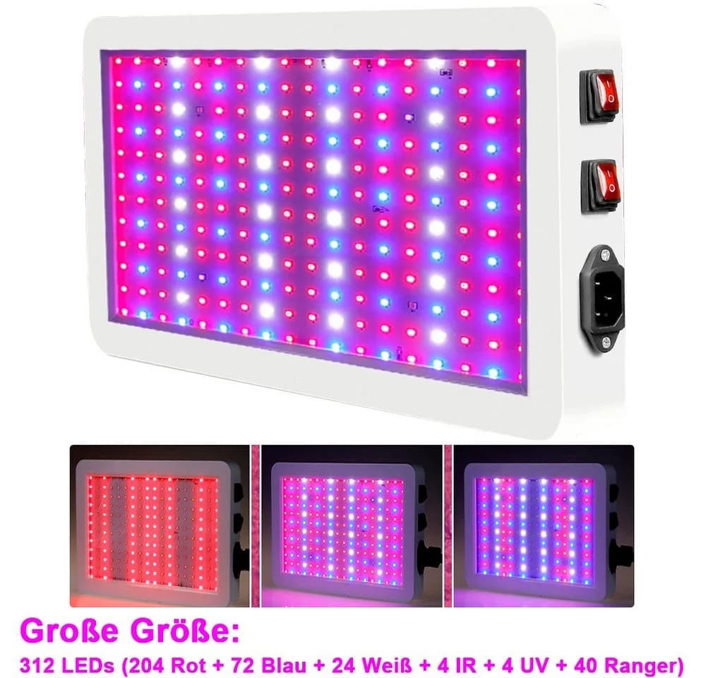 Rosnek Pflanzenlampe 312 LEDs Vollspektrum Blau Rot Weiß Orange