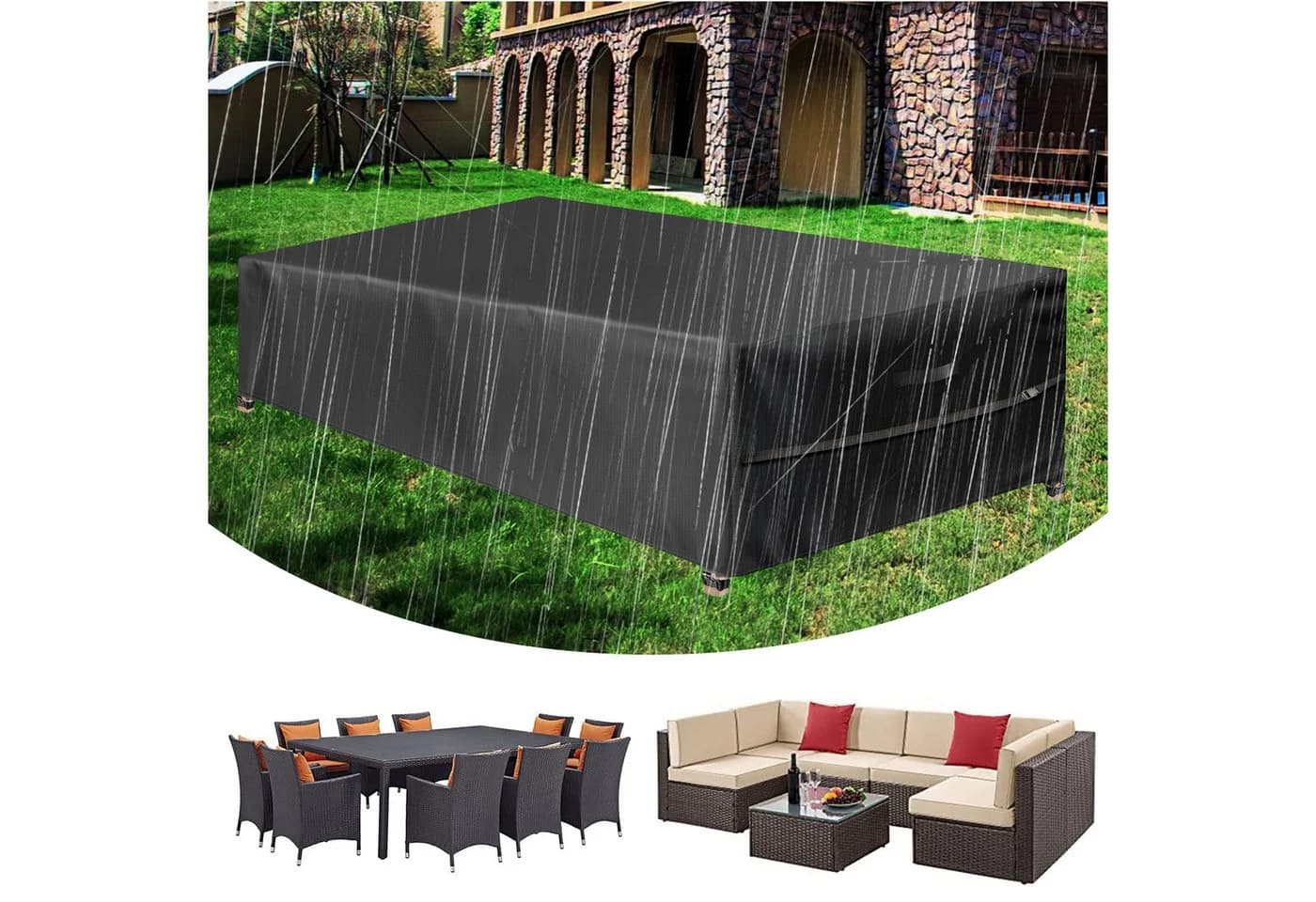 Sunicol Gartenmöbel-Schutzhülle Heavy Duty Wasserdicht Schwarz - Bild 2