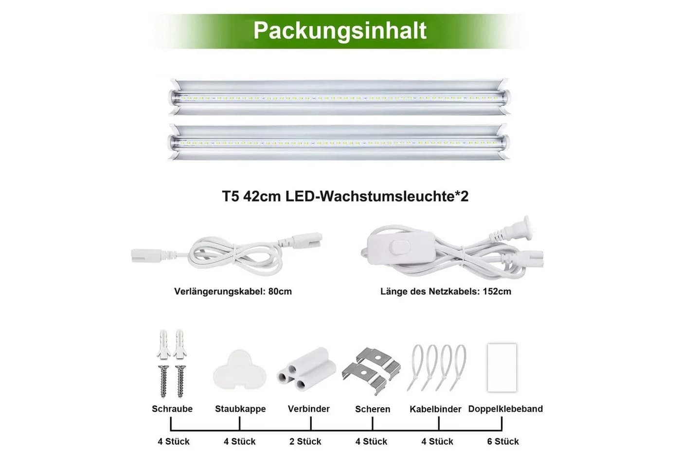 Rosnek Pflanzenlampe 2/4 Stück 10W 5000K Vollspektrum anschließbar