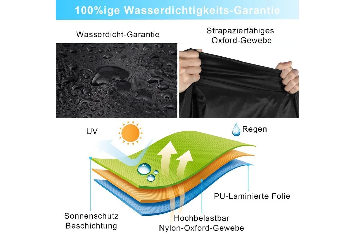 Rosnek Gartenmöbel-Schutzhülle wasserdicht UV-beständig Oxford-Gewebe - Bild 5