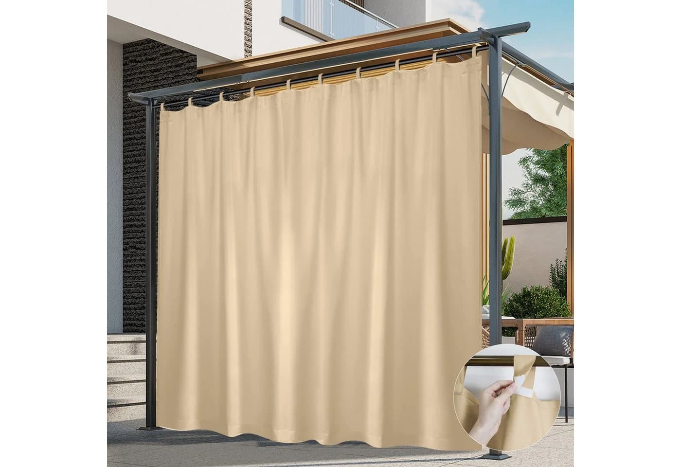 Jibenhome Gardine Vorhang Outdoor Verdunkelnd Wasserdicht