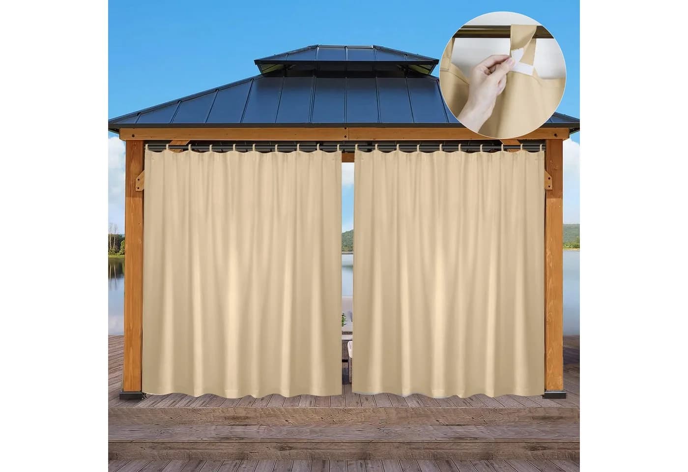 Jibenhome Gardine Vorhang Outdoor Verdunkelnd Wasserdicht - Bild 2
