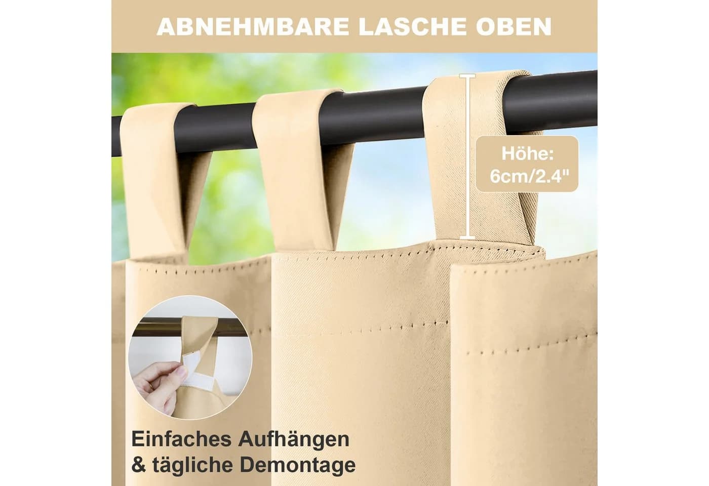 BTTO V&G Outdoorgardine Vorhänge mit Magic Tape Wasserdicht Verdunkelnd - Bild 3