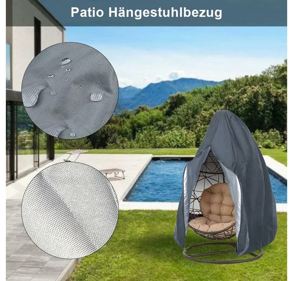BTTO Gartenmöbel-Schutzhülle Hängesessel Wasserdicht Schwarz/Grau/Grün - Bild 4