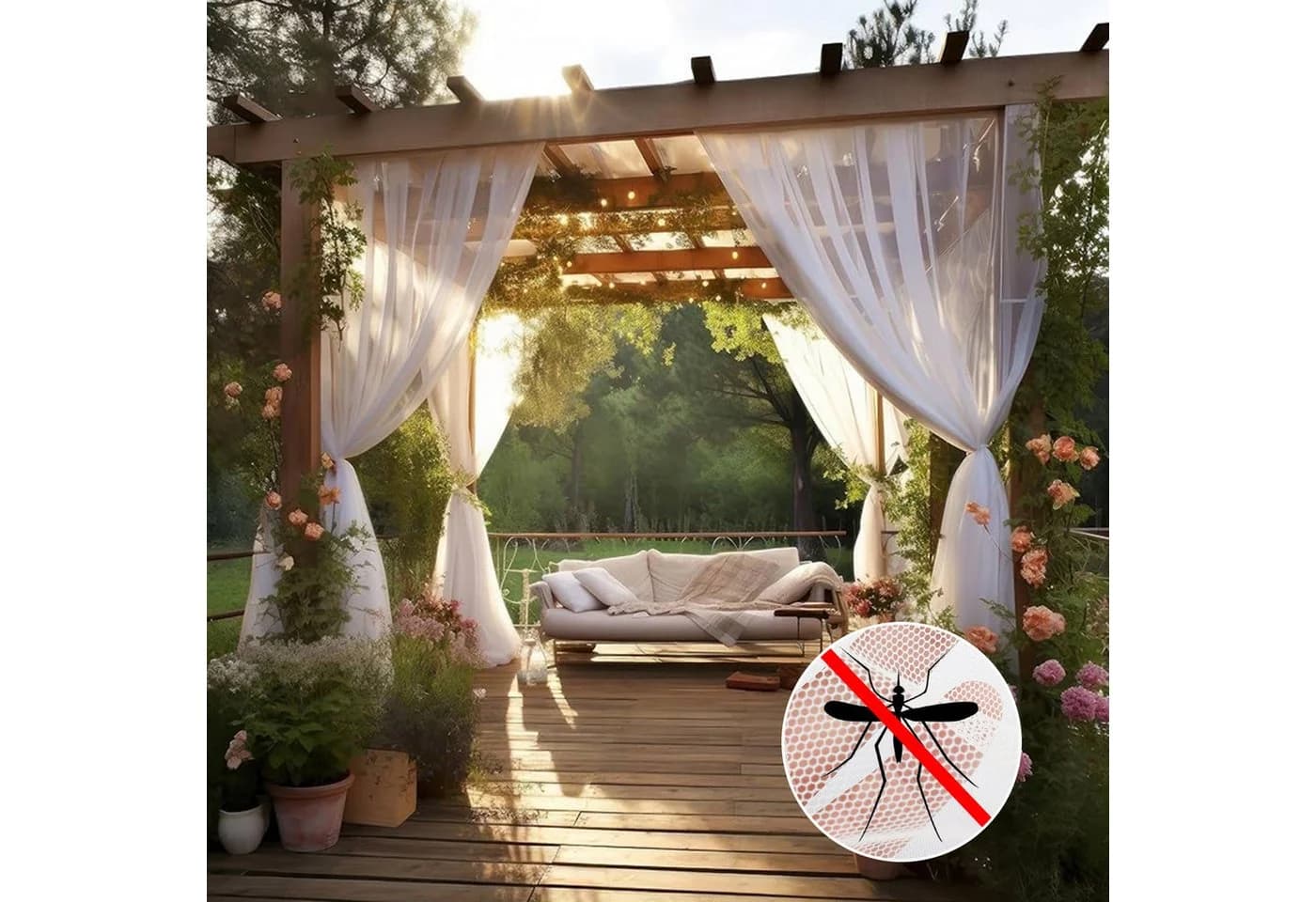 Jibenhome Outdoor Moskitonetz Transparent Weiß 2 St - Bild 2