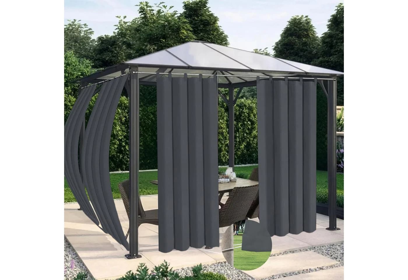 BTTO V&G Terrassenvorhang Wasserdicht Dunkelgrau - Bild 2