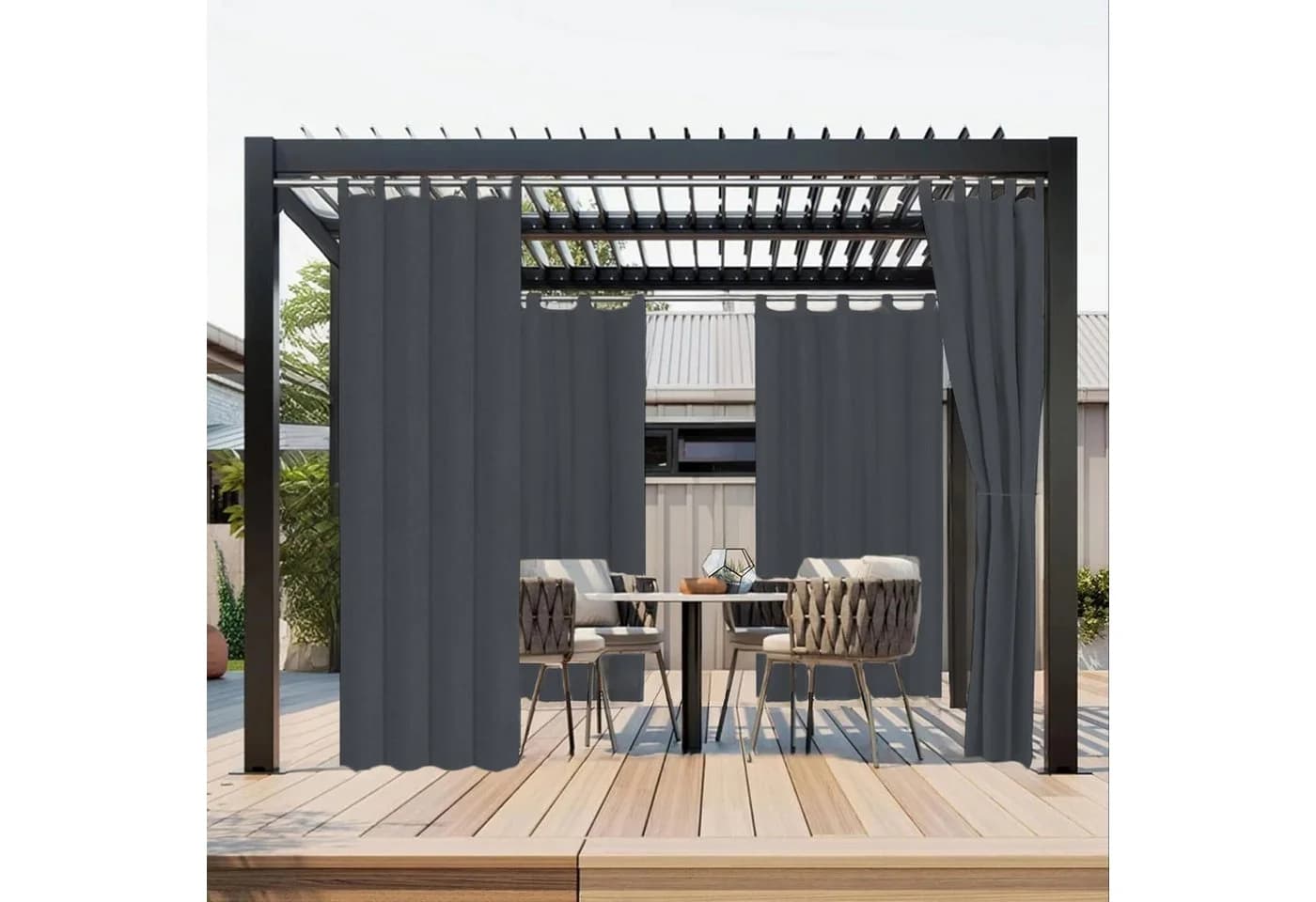 BTTO V&G Terrassenvorhang Wasserdicht Dunkelgrau - Bild 3