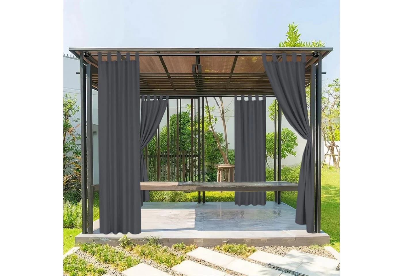 BTTO V&G Terrassenvorhang Wasserdicht Dunkelgrau - Bild 4