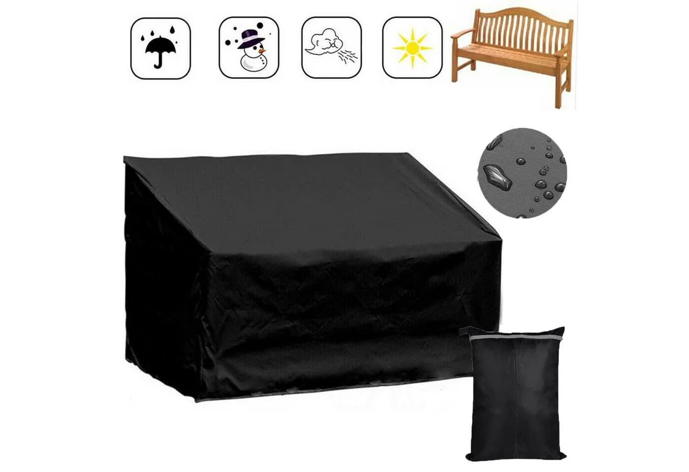 BTTO Gartenmöbel-Schutzhülle Schwarz Wasserdicht Polyester - Bild 2