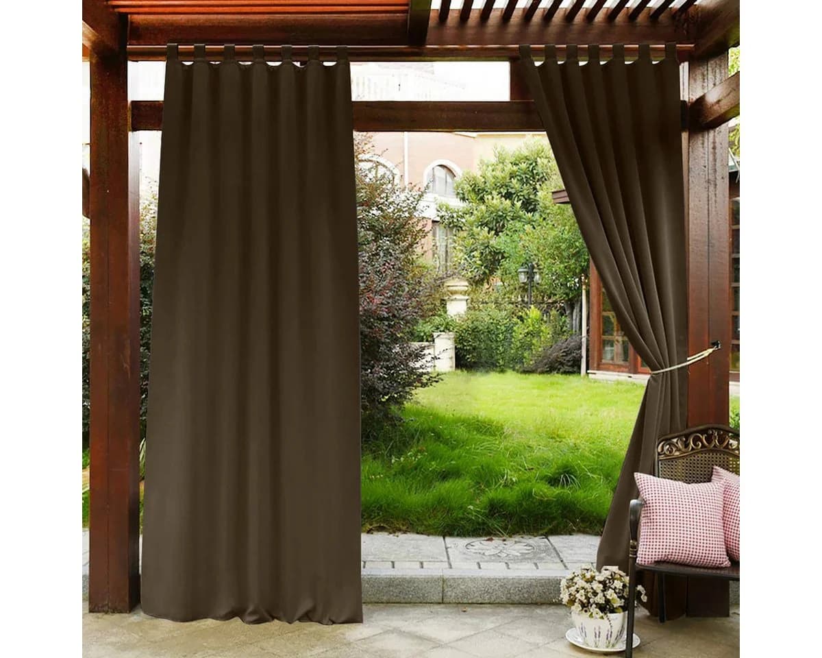 Qelus Outdoorvorhang Blickdicht Wasserdicht Braun 132x183cm - Bild 2