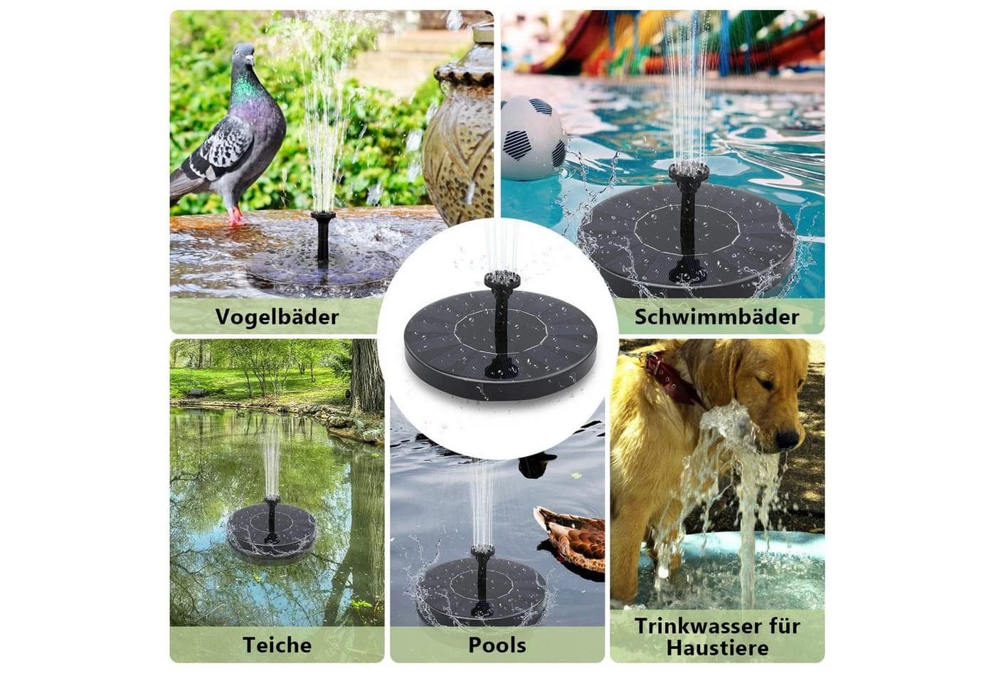 FELIXLEO Teichpumpe Solarpumpe Solar Springbrunnen 1.5 Watt Wasserspiel - Bild 4