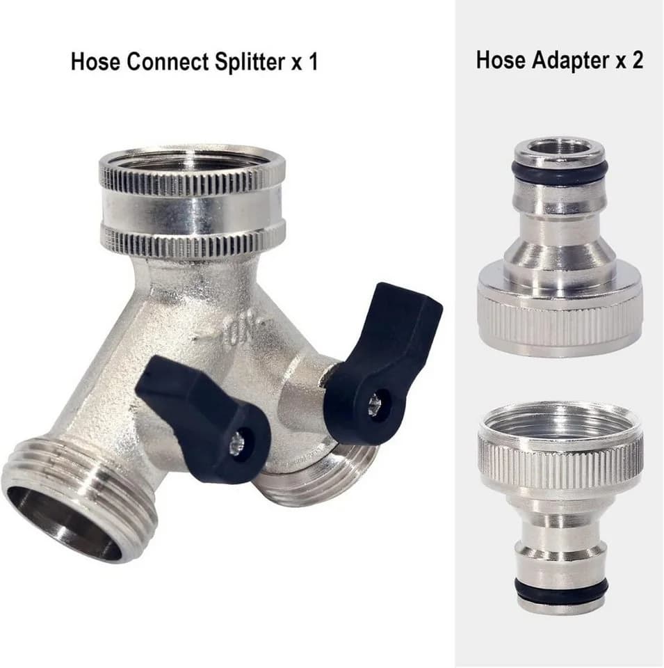 FELIXLEO Y-Stück Y-Verteiler 2-Wege Wasserhahn Adapter Chrom Messing 3/4 Zoll Anschluss