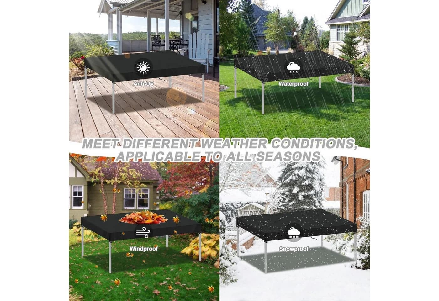 FELIXLEO Gartenmöbel-Schutzhülle 160x80x15cm wasserdicht 420D Oxford - Bild 5
