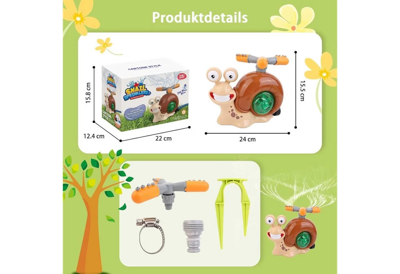 FELIXLEO Spiel-Wassersprenkler Wassersprinkler Grün