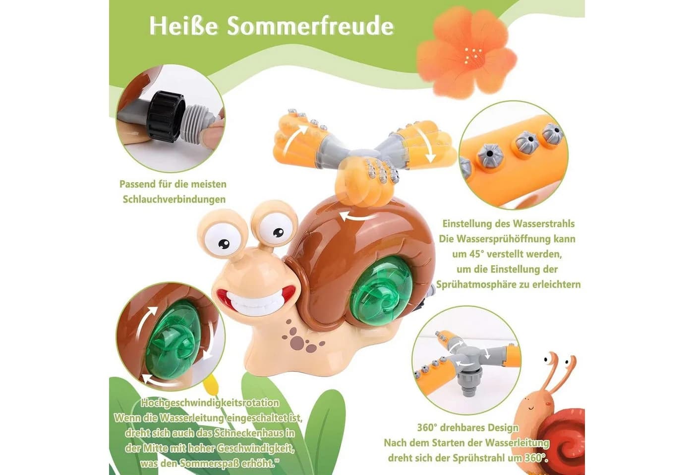 FELIXLEO Spiel-Wassersprenkler Wassersprinkler Grün - Bild 3