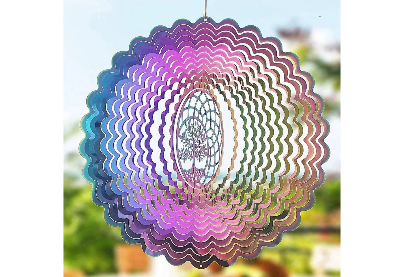 FELIXLEO 3D Windspiel Edelstahl 25cm Silber