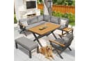 Odikalo Gartenlounge-Set Grau Metall X-Design 10cm Kissen Bild 2
