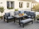 MeXo Gartenlounge-Set XXL 5-tlg. Aluminium Schwarz mit Kissen Bild 2