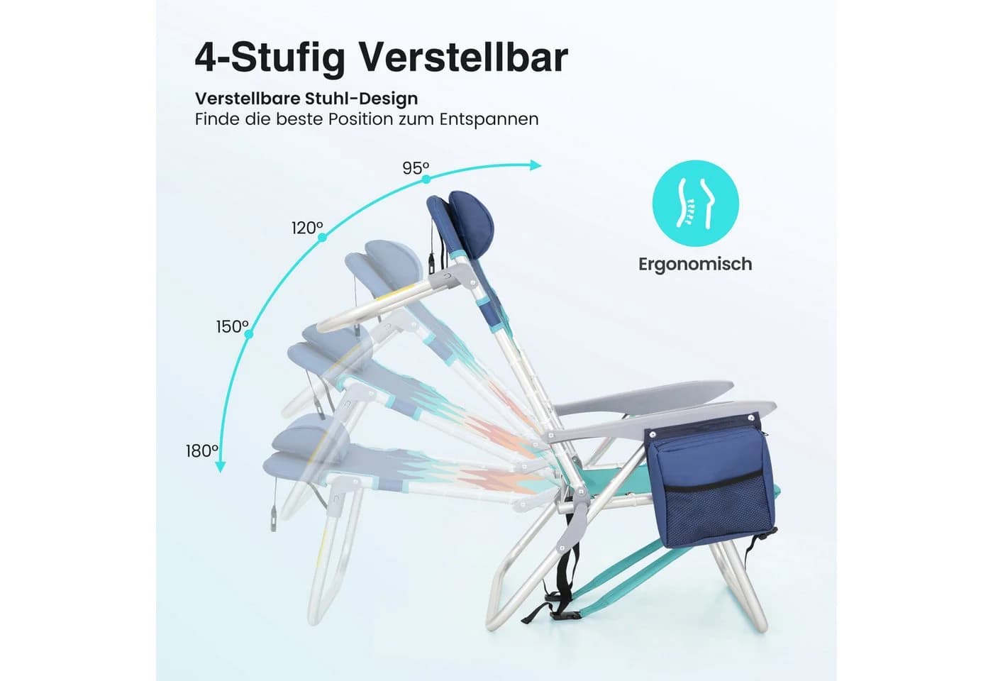ALPHA CAMP Klappstuhl Strandkorb 2er Set Leichte Tragbare Liege 113 kg - Bild 3