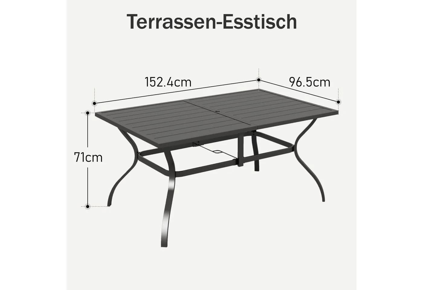 PHI VILLA Gartentisch Schwarz Wetterfest für 6 Personen - Bild 3