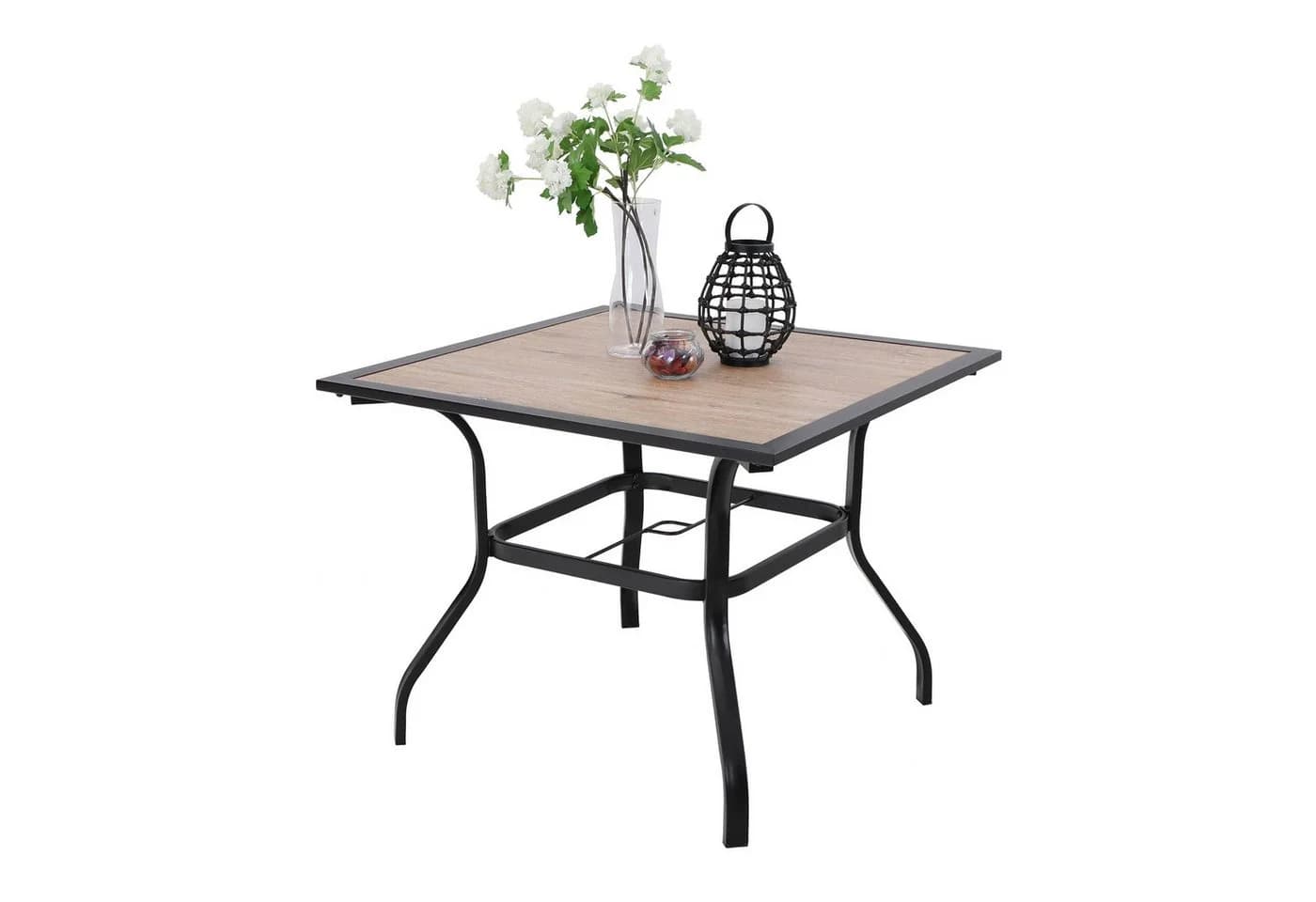 PHI VILLA Gartentisch Braun Metall PVC Wetterfest - Bild 2