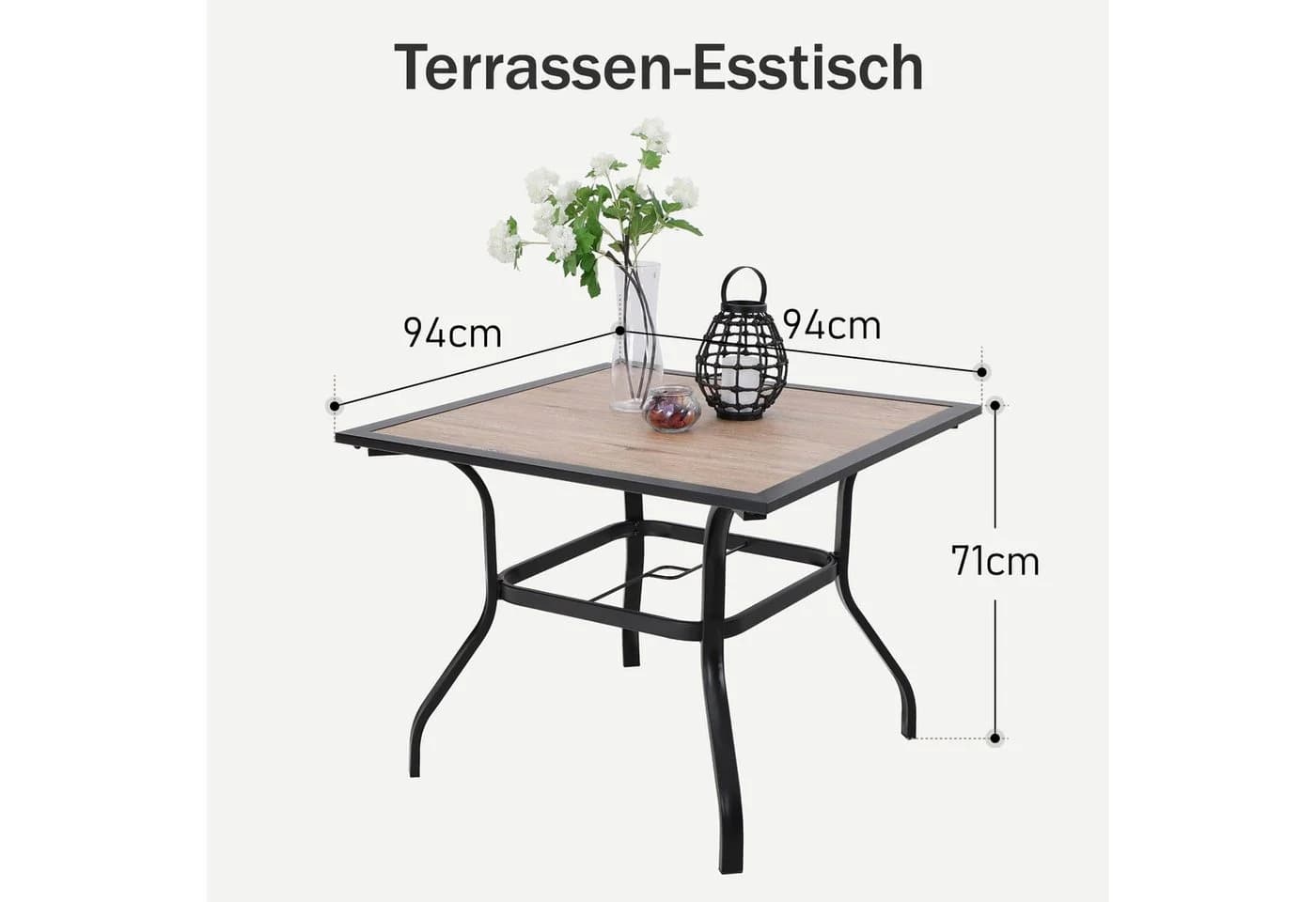PHI VILLA Gartentisch Braun Metall PVC Wetterfest - Bild 3