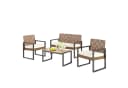 PHI VILLA Gartenlounge-Set 4-tlg. Beige PE Rattan Akazie Bild 2