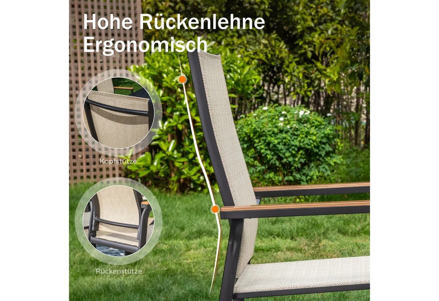 PHI VILLA Garten-Essgruppe Beige Aluminium Rattan