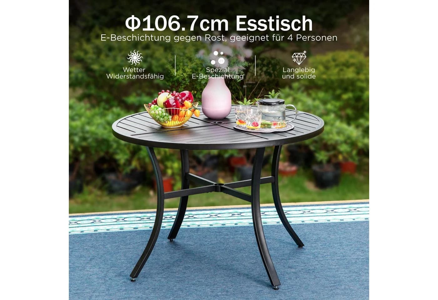 PHI VILLA Garten-Essgruppe Beige Aluminium Rattan - Bild 3