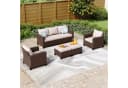 PHI VILLA Gartenlounge-Set 5-tlg. Beige/Braun Rattan Bild 2