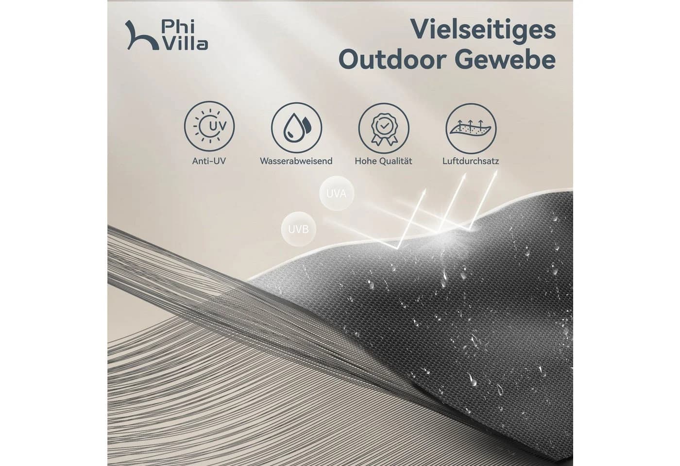 PHI VILLA Sonnenschirm Grau Rechteckig 2,7x4,5m - Bild 3