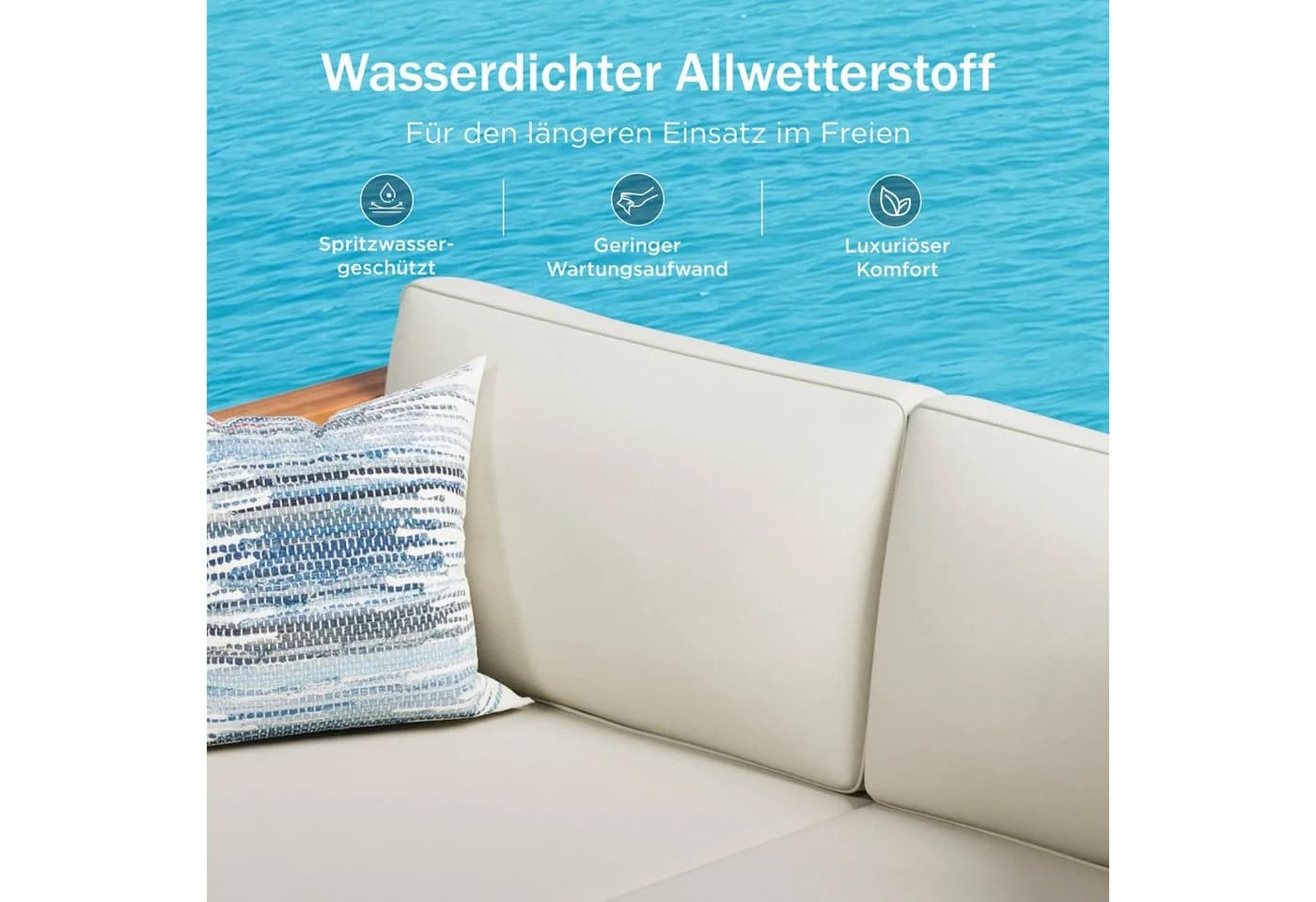 PHI VILLA Gartenlounge-Set 4-tlg. Beige PE-Rattan mit Kissen - Bild 3