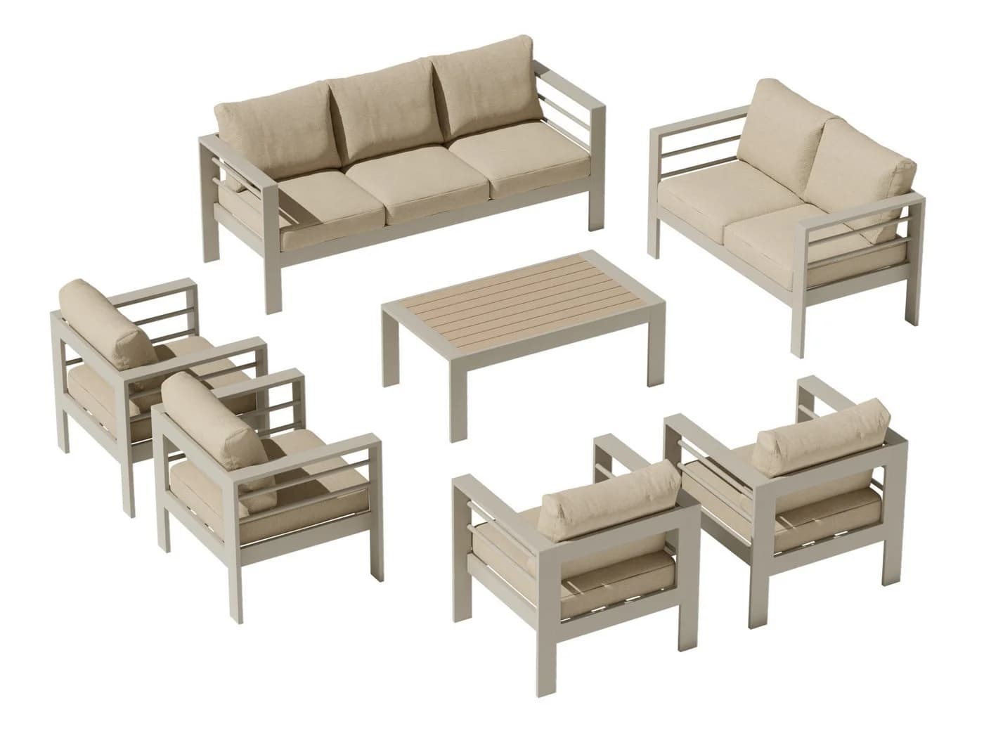 MeXo Gartenlounge-Set 8-10 Personen Aluminium Outdoor