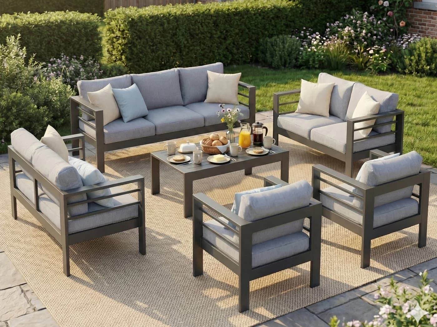 MeXo Gartenlounge-Set XXL Aluminium Outdoor 6-tlg. WPC - Bild 2