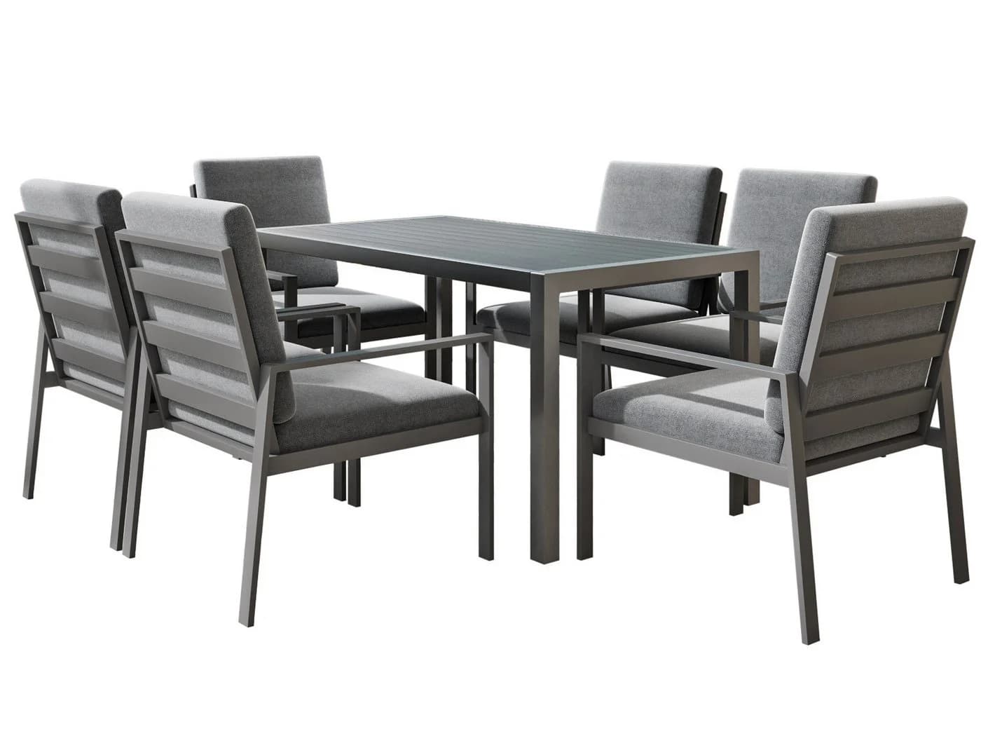 MeXo Gartenlounge-Set 7-tlg. Aluminium Polywood