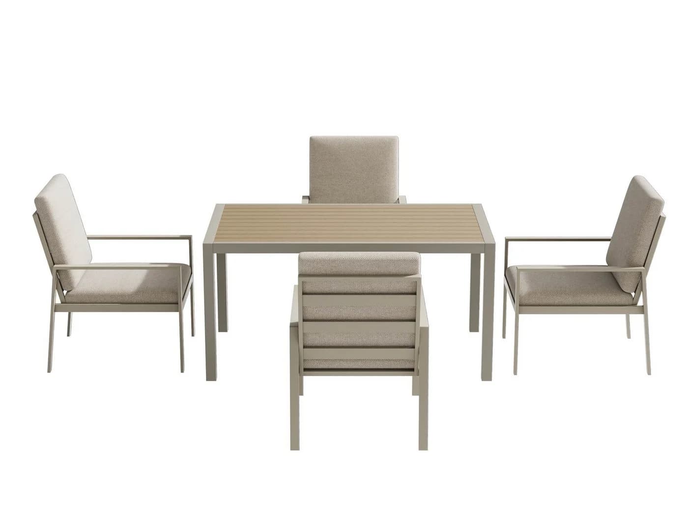 MeXo Gartenlounge-Set 5-tlg. Aluminium Beige mit Kissen