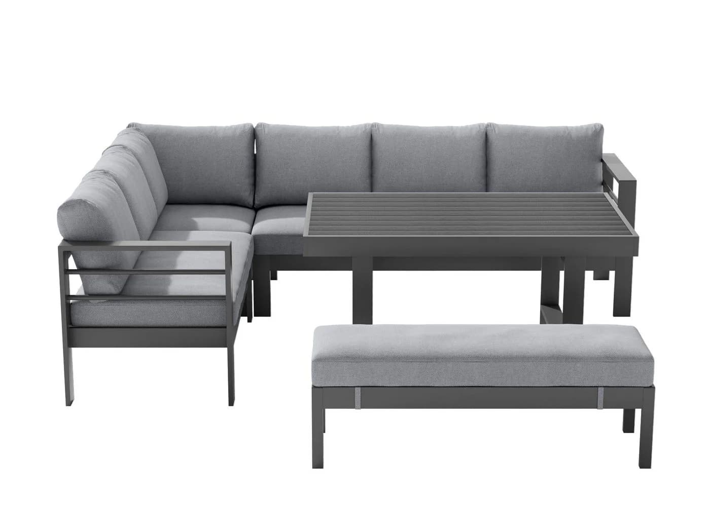 MeXo Gartenlounge-Set XXL 5-tlg. Aluminium Grau mit Kissen