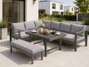 MeXo Gartenlounge-Set XXL 5-tlg. Aluminium Grau mit Kissen Bild 2