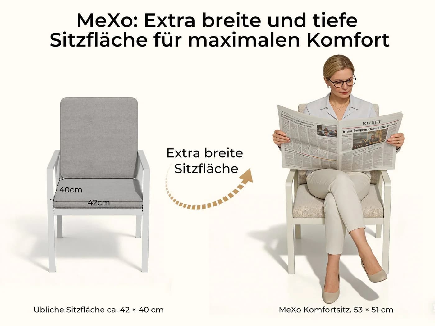 MeXo Gartenstuhl Aluminium mit Kissen wetterfest - Bild 4