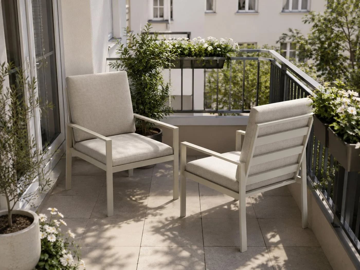MeXo Gartenlounge-Set 2-tlg. Aluminium Sessel Beige