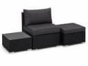 MeXo Gartenlounge-Set Schwarz Poly-Rattan mit Fußhocker Bild 1