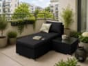 MeXo Gartenlounge-Set Schwarz Poly-Rattan mit Fußhocker Bild 2
