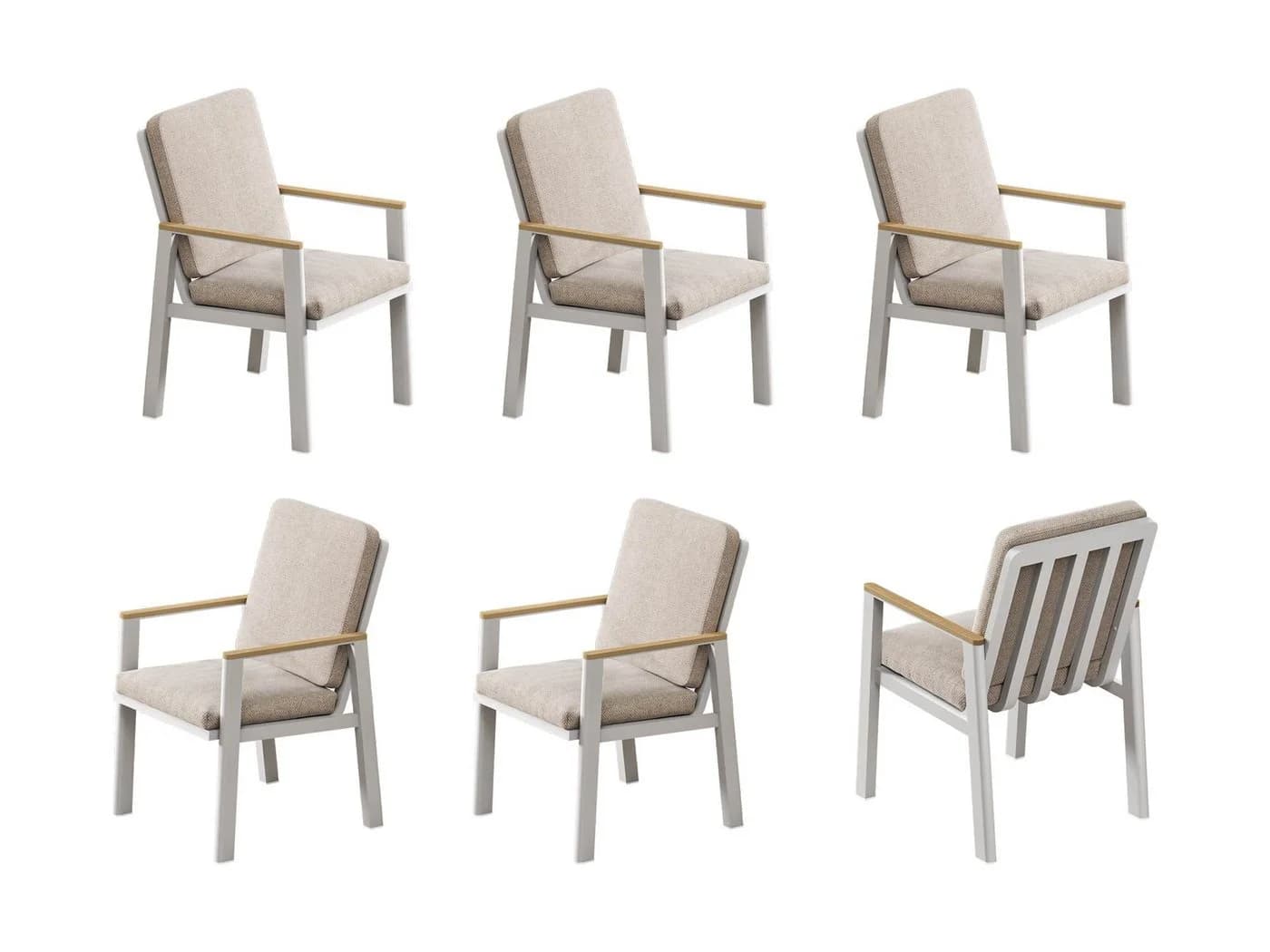 MeXo Gartenstuhl 6er Set Aluminium mit Kissen Beige - Bild 2